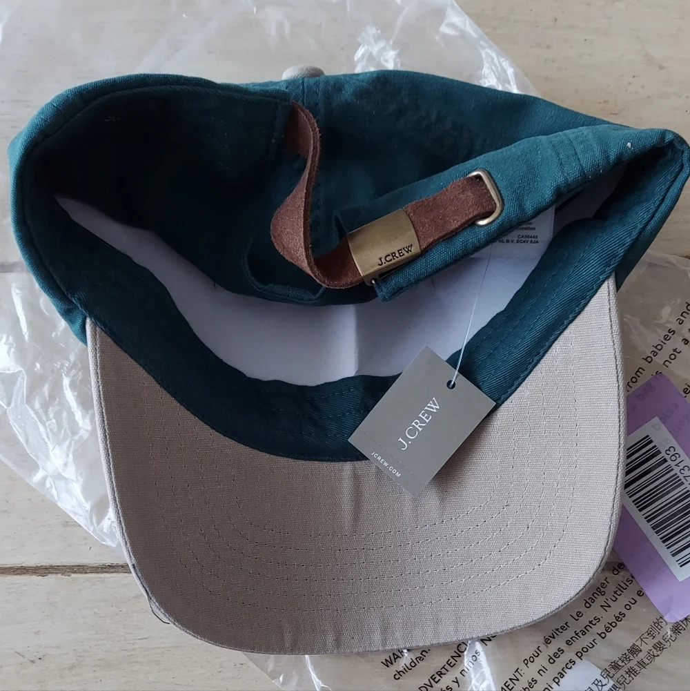 J.Crew Two-tone washed canvas baseball hat Graffiti Green Beige BNWT RETIRED